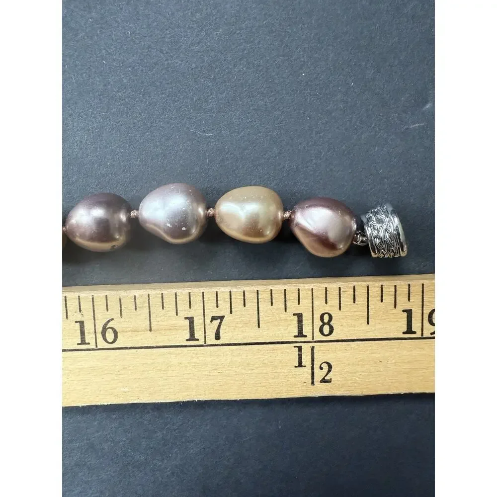 Vintage Chunky Faux Pearl Bead Choker Collar Necklace Beige 19” Cocktail Wedding
